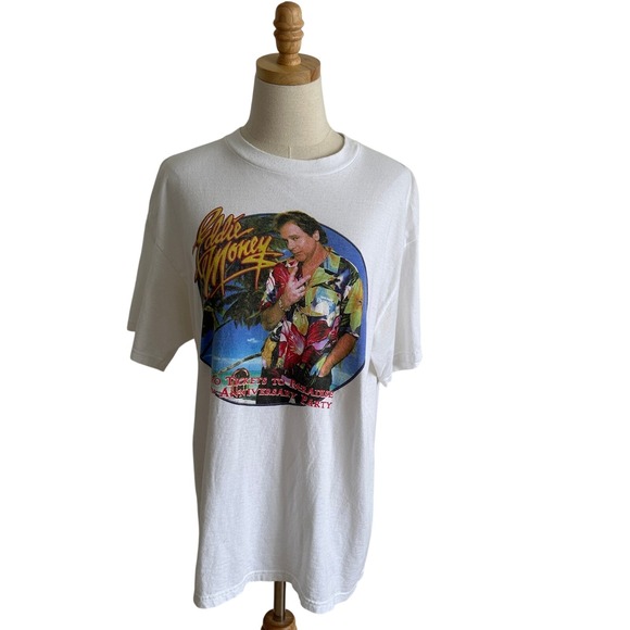 Eddie Money Two Tickets to Paradise 25th Anniversary White T-Shirt - Picture 1 of 5